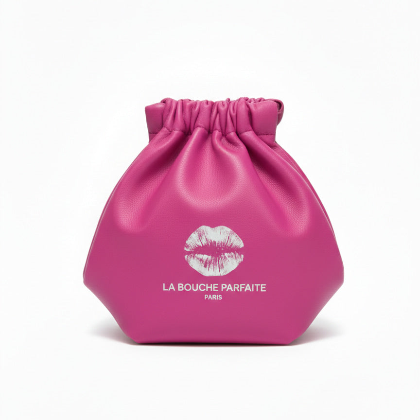 The Clément Pouch – Pink leather pouch for the Essential 5 lip correction protocol – La Bouche Parfaite