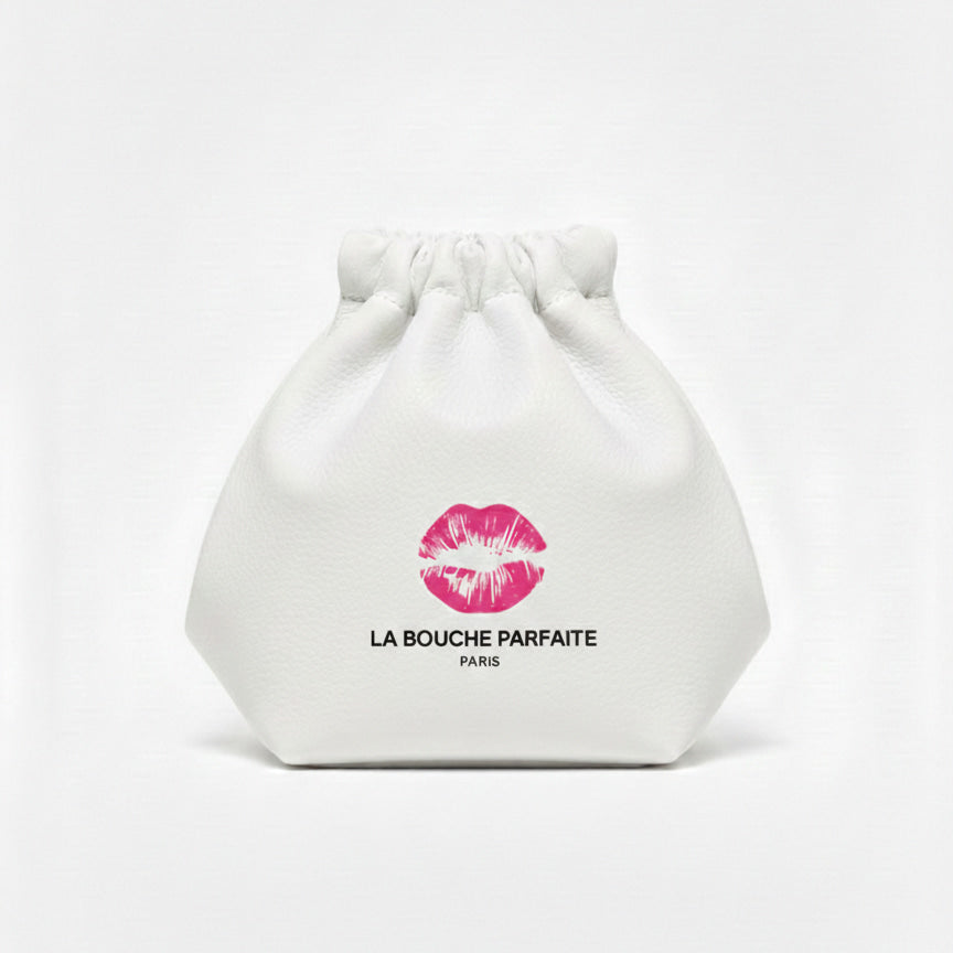 The Clément Pouch – White leather pouch for the Essential 5 lip correction protocol – La Bouche Parfaite