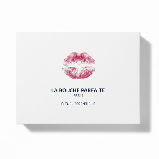 Essential 5 Complete Set – Full lip hyperpigmentation protocol to get rid of dark lips, smoker's lips and blotted lips, for pink, hydrated and glossy lips – La Bouche Parfaite Paris | Coffret Essentiel 5 Complet – Protocole complet hyperpigmentation lèvres pour traiter les lèvres foncées, lèvres de fumeur et lèvres mordillées, pour des lèvres roses hydratées et lumineuses