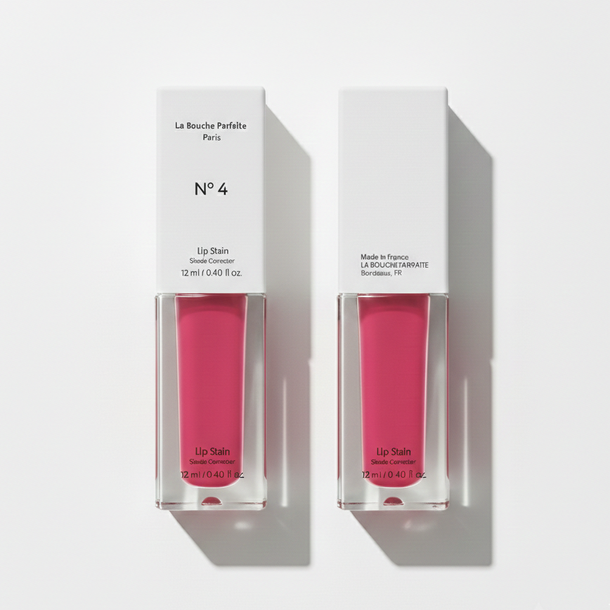 Lip Stain Corrector N°4 – Lip neutralizer stain to visually correct dark, blotted and black lips, for a natural candy lips and pink lips effect – La Bouche Parfaite Paris | Encre Correctrice Lèvres N°4 – Neutralisateur lèvres pour corriger visuellement les lèvres foncées, lèvres mordillées et lèvres noires, effet lèvres rose bonbon naturel